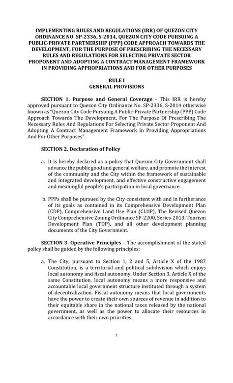 IMPLEMENTING RULES AND REGULATIONS (IRR) OF QUEZON CITY 23.